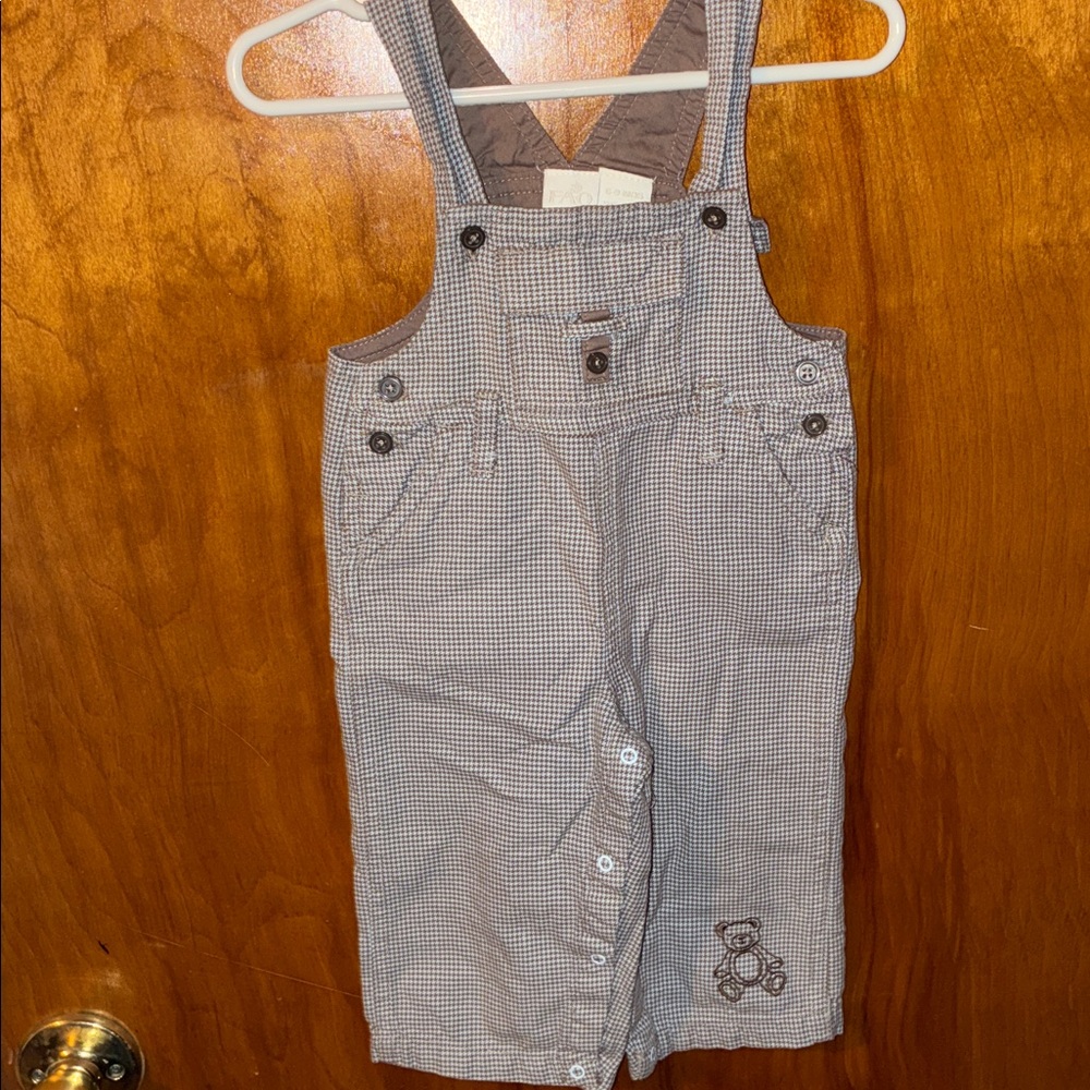 Gray Kids Overalls with Bear Embroidery